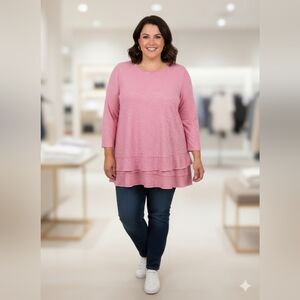 Soft Surroundings Striped Tunic With‎ Ruffles 1X